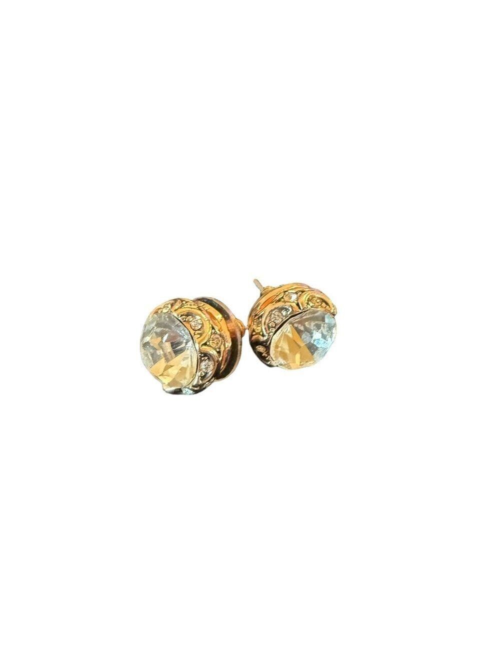 Crystal Gold and Silver Stud Earrings
